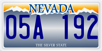 NV license plate 05A192