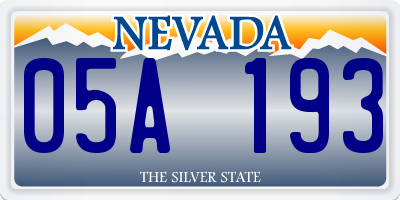 NV license plate 05A193