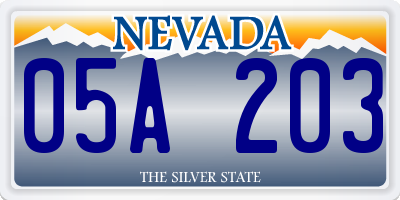 NV license plate 05A203