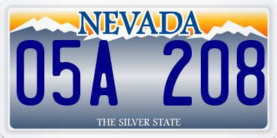 NV license plate 05A208