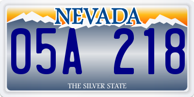 NV license plate 05A218