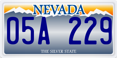 NV license plate 05A229