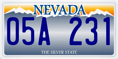 NV license plate 05A231