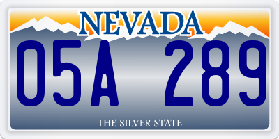 NV license plate 05A289