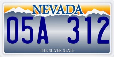 NV license plate 05A312