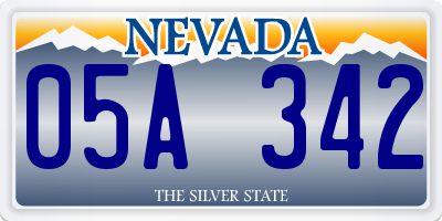 NV license plate 05A342