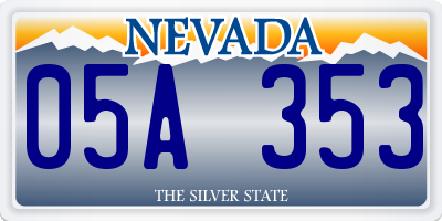 NV license plate 05A353