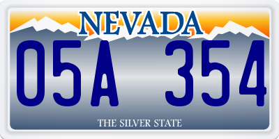 NV license plate 05A354