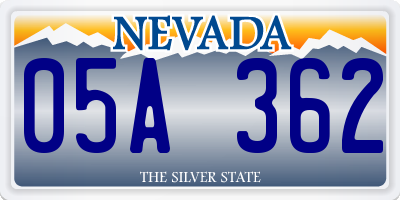 NV license plate 05A362