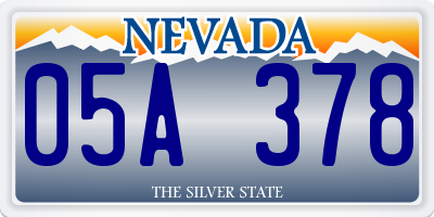 NV license plate 05A378