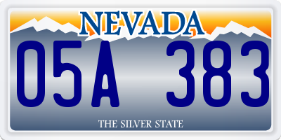 NV license plate 05A383