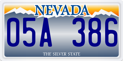 NV license plate 05A386