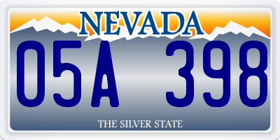 NV license plate 05A398