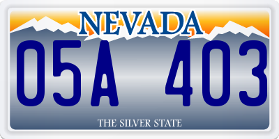 NV license plate 05A403