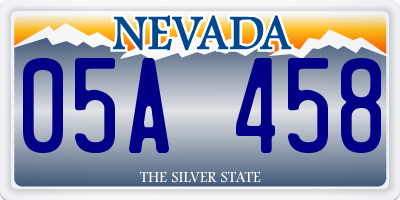 NV license plate 05A458