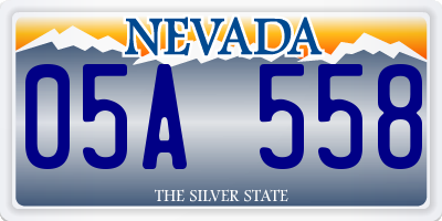 NV license plate 05A558