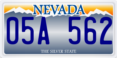 NV license plate 05A562