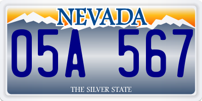NV license plate 05A567