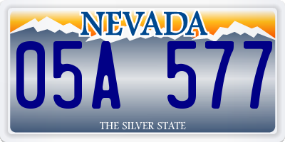 NV license plate 05A577