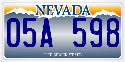 NV license plate 05A598