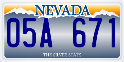 NV license plate 05A671