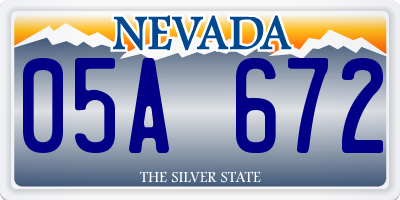 NV license plate 05A672