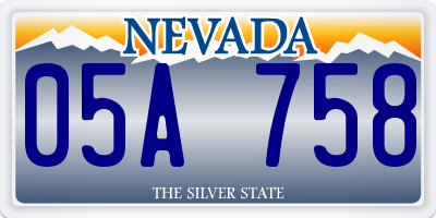 NV license plate 05A758