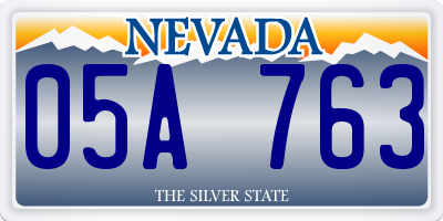 NV license plate 05A763