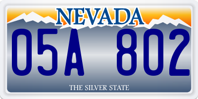 NV license plate 05A802