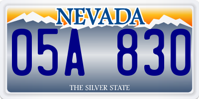 NV license plate 05A830