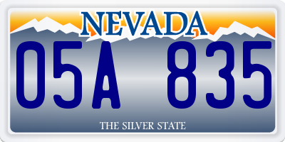 NV license plate 05A835