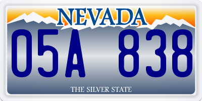 NV license plate 05A838