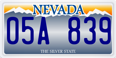 NV license plate 05A839