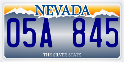 NV license plate 05A845