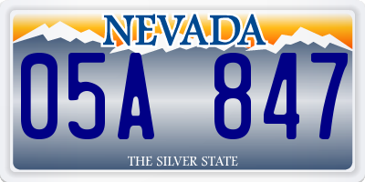 NV license plate 05A847