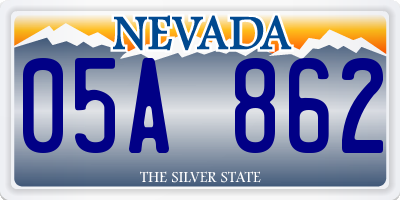 NV license plate 05A862