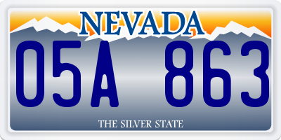 NV license plate 05A863