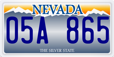 NV license plate 05A865