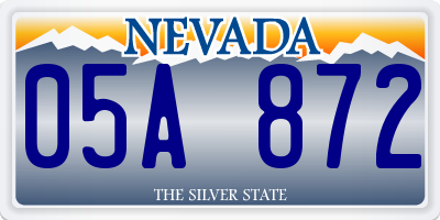 NV license plate 05A872