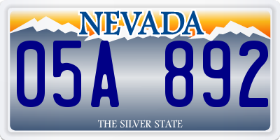 NV license plate 05A892