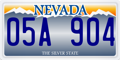 NV license plate 05A904