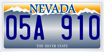 NV license plate 05A910