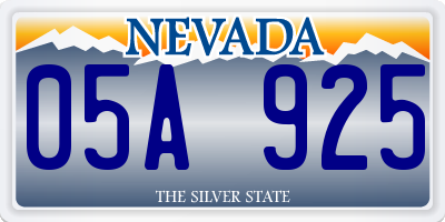 NV license plate 05A925