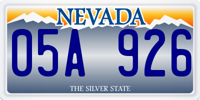 NV license plate 05A926