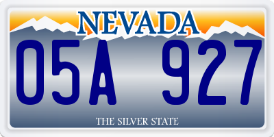 NV license plate 05A927