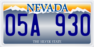 NV license plate 05A930