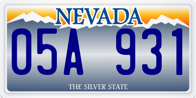 NV license plate 05A931