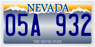 NV license plate 05A932