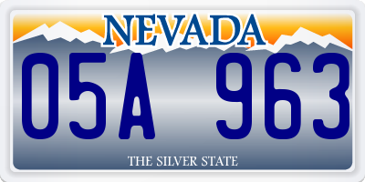 NV license plate 05A963