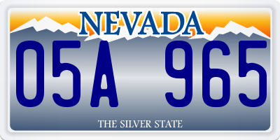 NV license plate 05A965